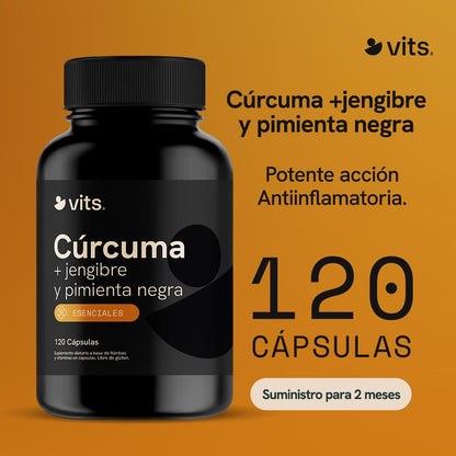 Cúrcuma + Jengibre y Pimienta Negra en Cápsulas