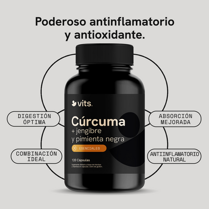Cúrcuma + Jengibre y Pimienta Negra en Cápsulas