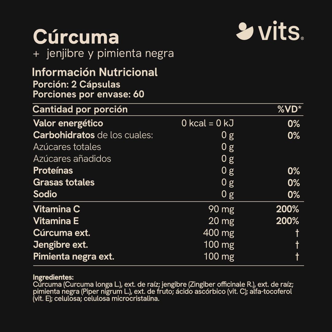 Cúrcuma + Jengibre y Pimienta Negra en Cápsulas